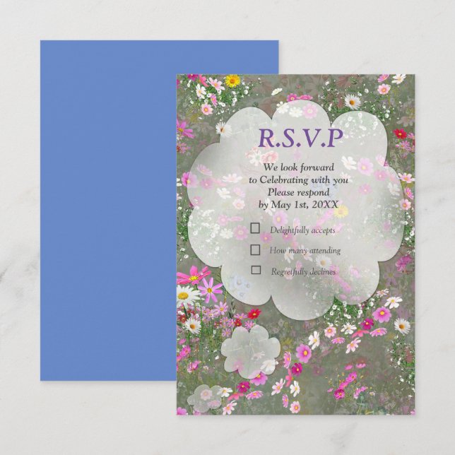 Cosmos Wilderness Wild-Flowers RSVP Card (Front/Back)