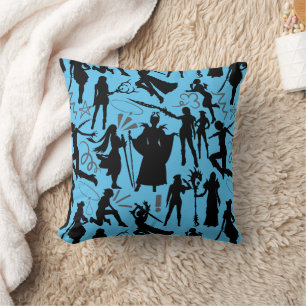 Cosplay Anime actions pattern.w L Blue BG Throw Pillow