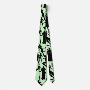 Cosplay Anime actions pattern.w L Green BG Tie