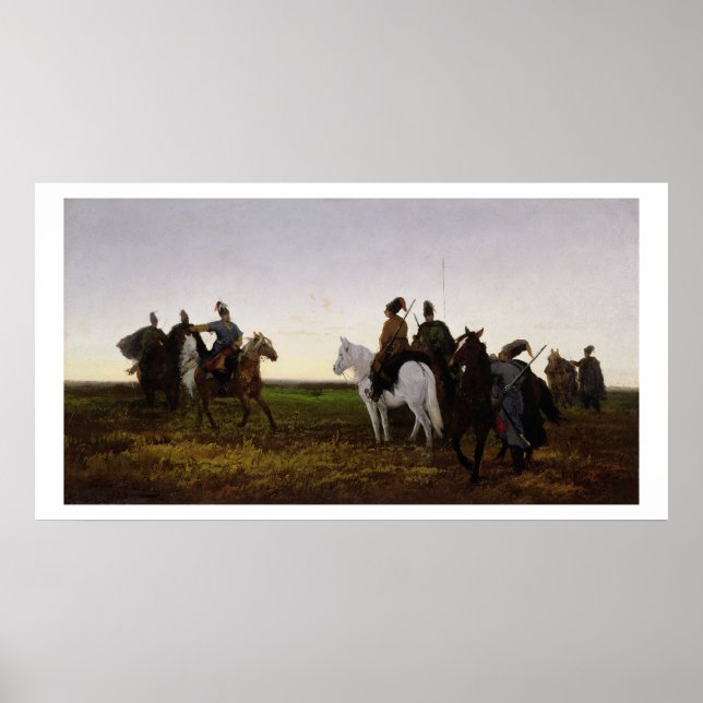 Cossacks on Horseback, 1874 (oil on canvas) Poster (Front)