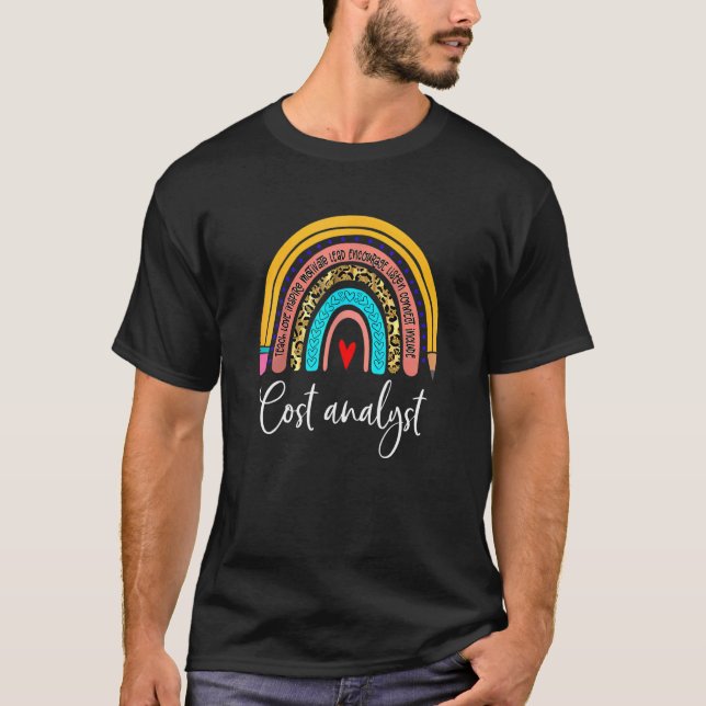 Cost analyst Leopard Rainbow Accounting Back To Sc T-Shirt (Front)