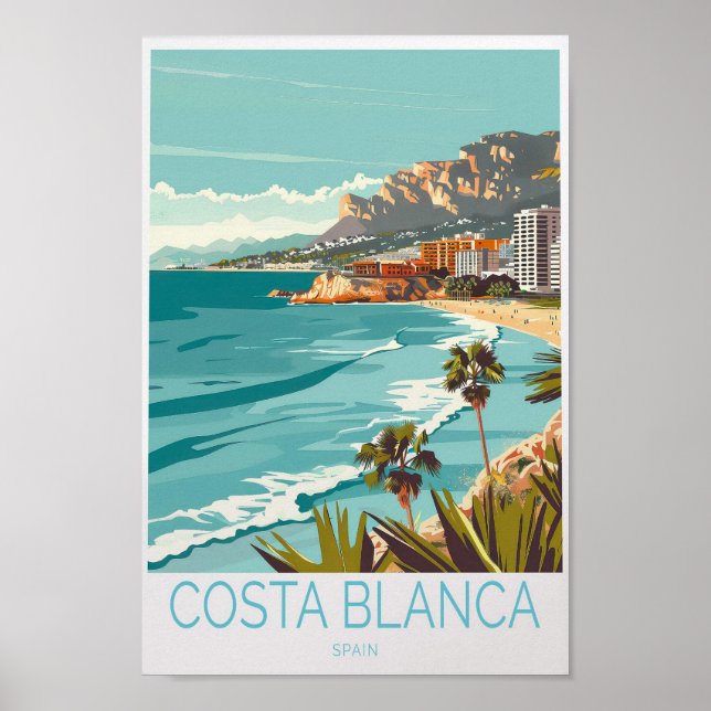 Costa Blanca Espagne Affiche de voyage, Espagne Co (Devant)