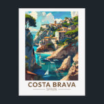 Costa Brava Spain Catalonia Travel Art Vintage Postcard<br><div class="desc">Costa Brava retro vector travel design. The Costa Brava is a coastal region of Catalonia in northeastern Spain.</div>