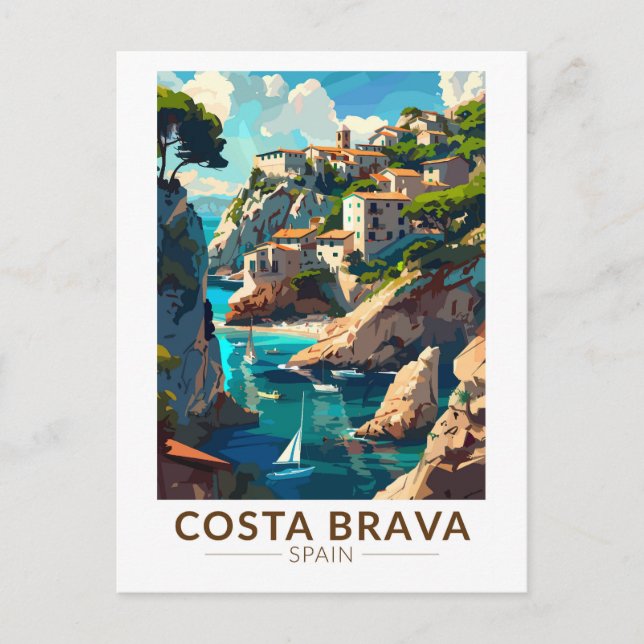 Costa Brava Spain Catalonia Travel Art Vintage Postcard (Front)