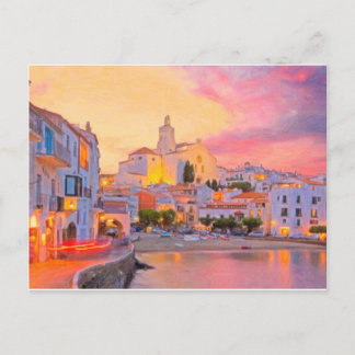 costa brava spain pastel postcard