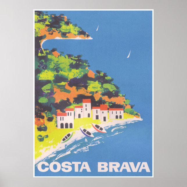 Costa Brava Spain Retro Vintage Travel Poster (Front)