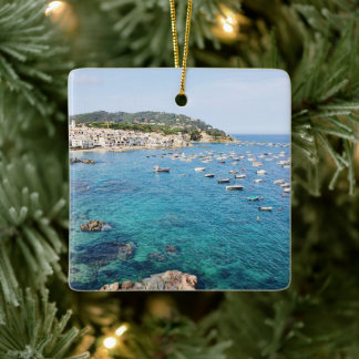 Costa Brava Spain Scenic Blue Ocean Travel Photo Ceramic Ornament