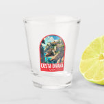 Costa Brava Spain Travel Art Vintage Shot Glass<br><div class="desc">Costa Brava retro vector travel design. The Costa Brava is a coastal region of Catalonia in northeastern Spain.</div>