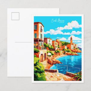 Costa Brava Spain vintage travel illustration Postcard