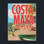 Costa Maya Mexico beach poster Postcard<br><div class="desc">Costa Maya Mexico beach poster travel print. Mexican beach poster.</div>