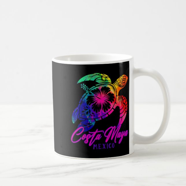 Costa Maya Mexico Tie Dye Sea Turtle Hibiscus Beac Coffee Mug (Right)