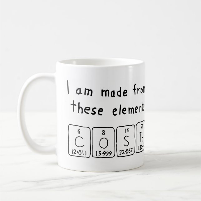 Costa periodic table name mug (Left)