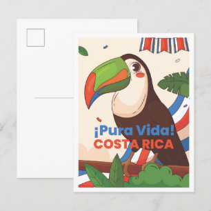 Costa Rica Art Vintage Travel Illustration Postcard
