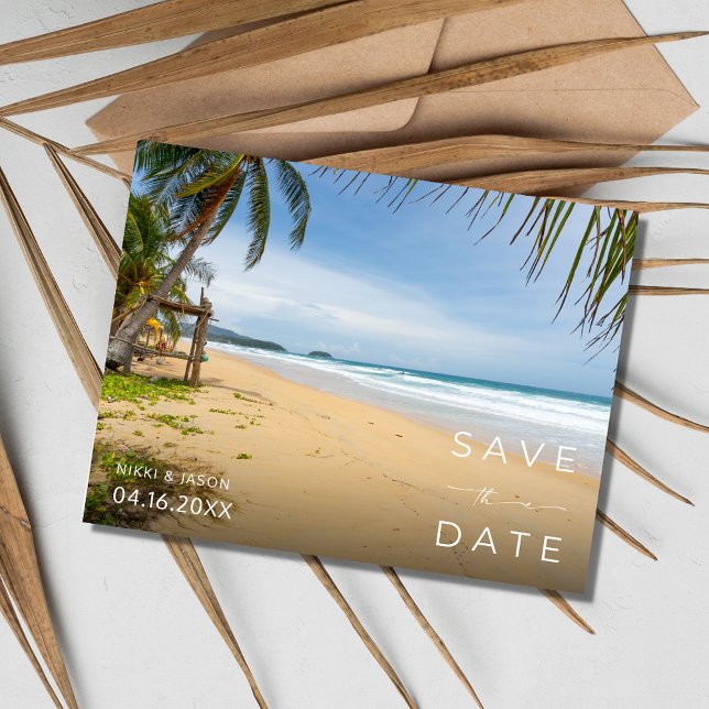 Costa Rica Beach Destination Wedding Save the Date Announcement Postcard (Costa Rica Beach Destination Wedding Save the Date Postcard)