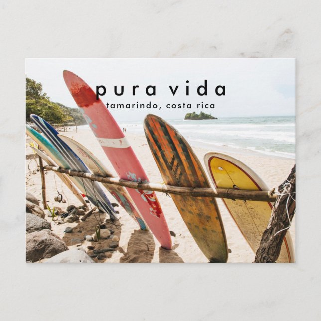 Costa Rica Beach Photo Surfing Postcard (Front)