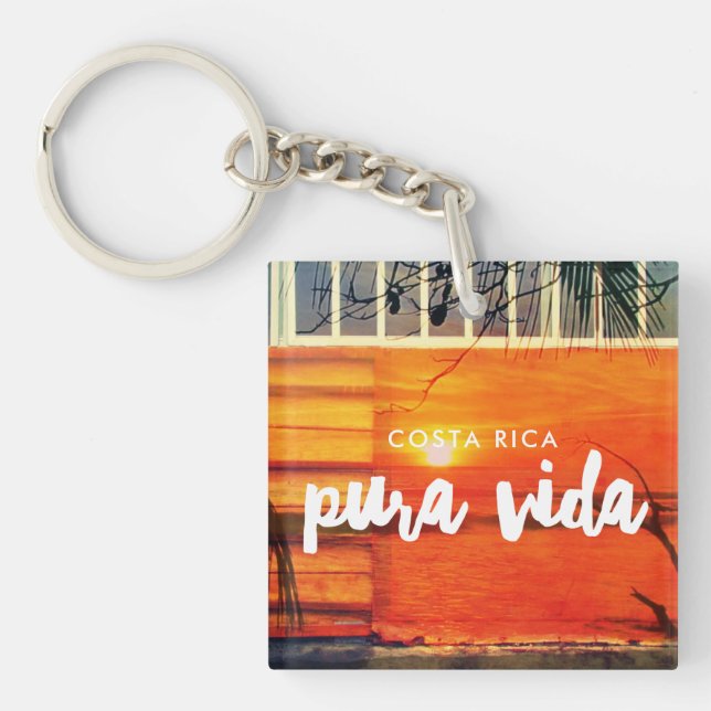 Costa Rica Beach Pura Vida Souvenir Keychain (Front)