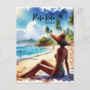 Costa Rica Beach Pura Vida watercolor Postcard