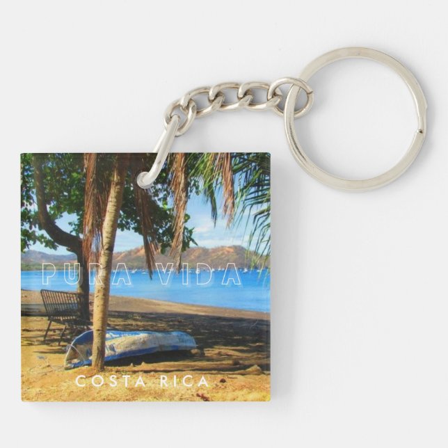 Costa Rica Beach Souvenir  Keychain (Back)