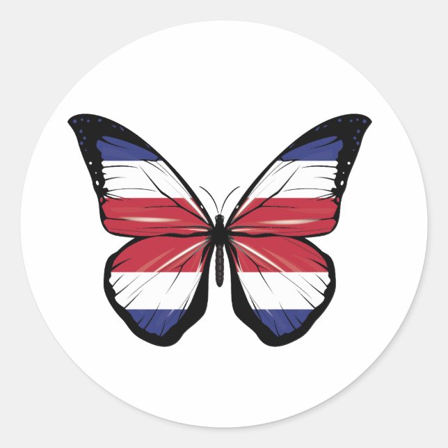 Costa Rica Butterfly Flag  Classic Round Sticker (Front)