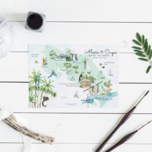 Costa Rica   Carte d'itinéraire de mariage de dest
