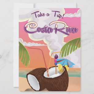 costa Rica Cartoon travel poster. Invitation