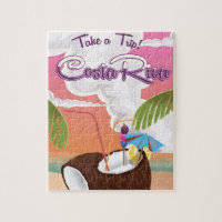 costa Rica Cartoon travel poster.