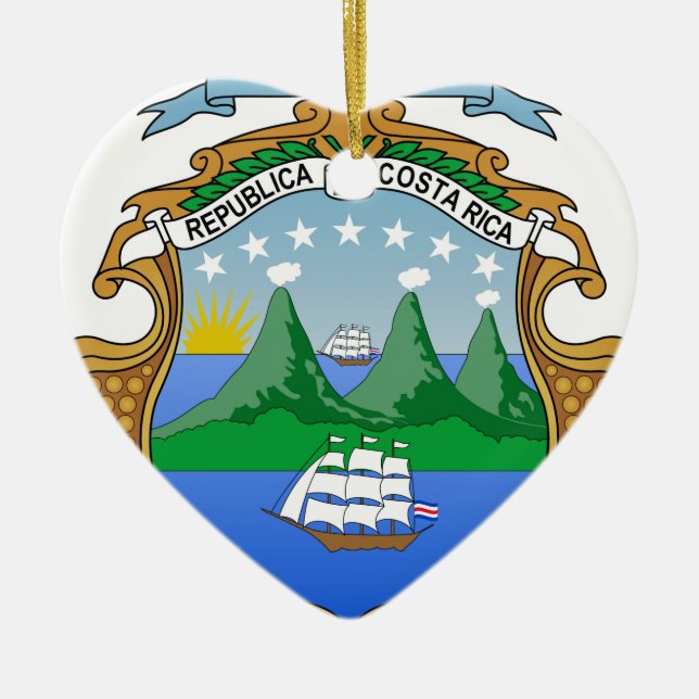 Costa Rica Coat of Arms Ceramic Ornament (Front)