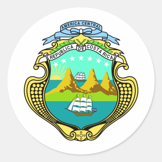 Costa Rica Coat Of Arms Classic Round Sticker (Front)