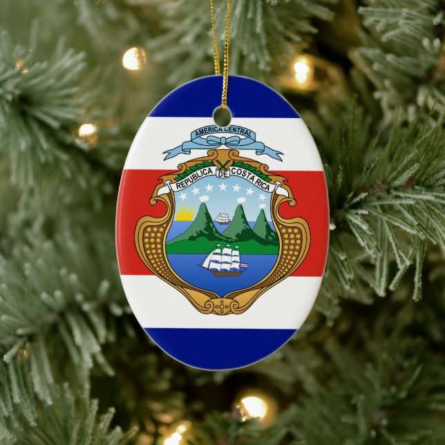 Costa Rica (coat of arms/ flag) Ceramic Ornament (Tree)