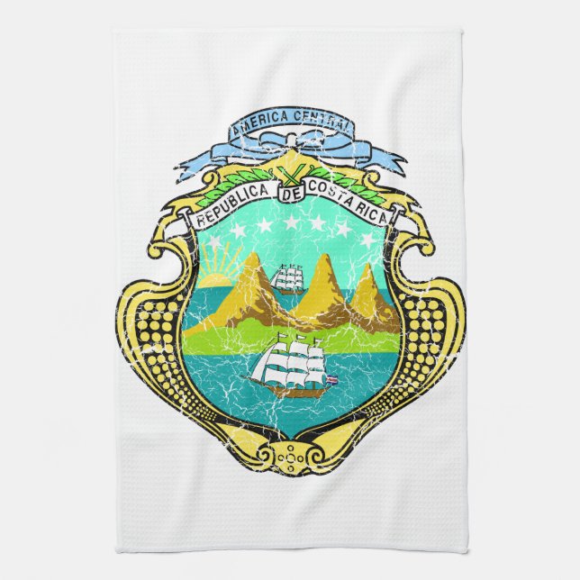 Costa Rica Coat Of Arms Kitchen Towel (Vertical)