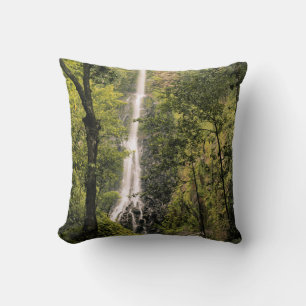 Costa Rica, Cocos Island, Wafer Bay Waterfall Throw Pillow