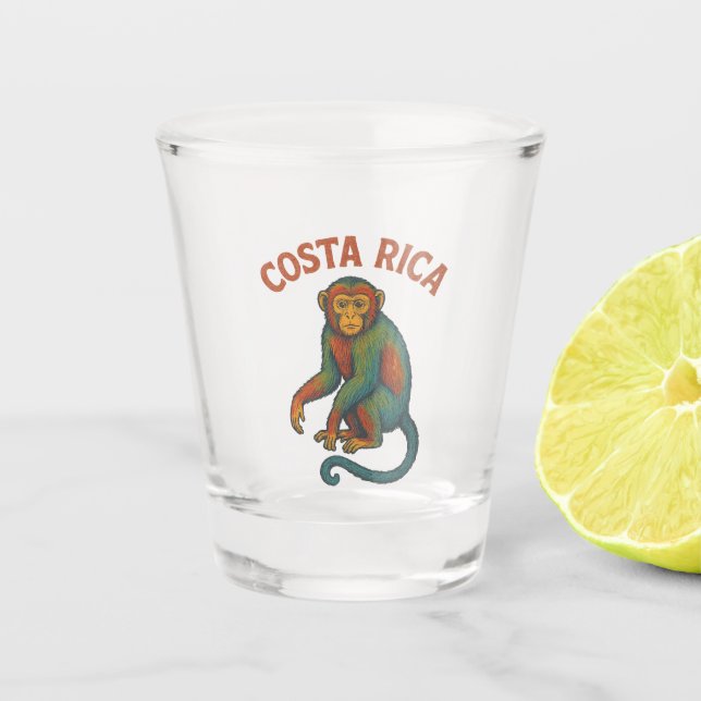 Costa Rica Colourful Monkey  Shot Glass (Front)