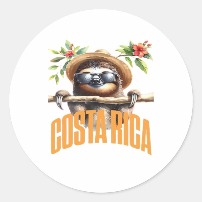 Costa Rica cool sloth Classic T-Shirt Classic Round Sticker (Front)