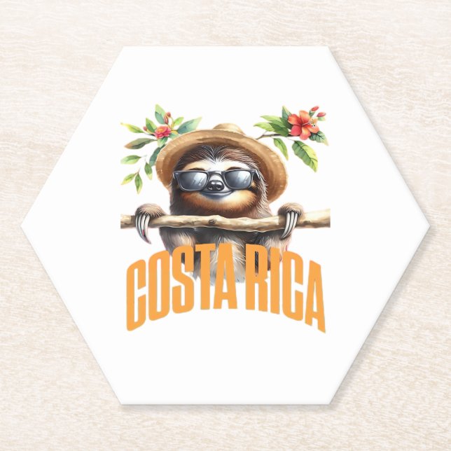 Costa Rica cool sloth Classic T-Shirt Paper Coaster (Front)