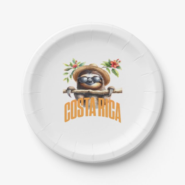 Costa Rica cool sloth Classic T-Shirt Paper Plate (Front)