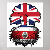 Costa Rica Costa Rican British UK Tree Roots Flag