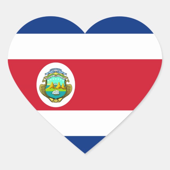 Costa Rica – Costa Rican National Flag Heart Sticker (Front)