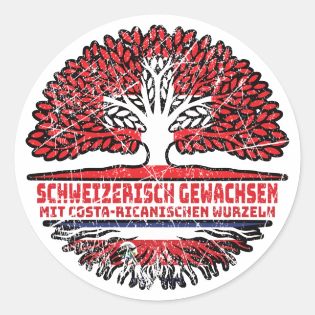 Costa Rica Costa-ricanisch Schweizer Schweiz Baum Classic Round Sticker (Front)