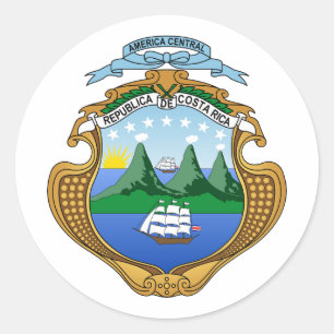 Costa Rica country coat arms symbol emblem  Classic Round Sticker
