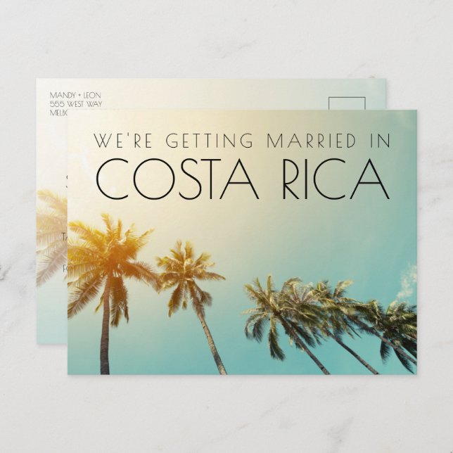 Costa Rica Destination Wedding Save the Date Announcement Postcard (Front/Back)