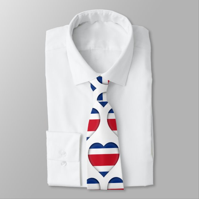 Costa Rica Drapeau Couleurs Coeur Motif Cravate (Attaché)