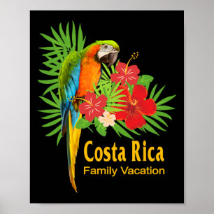 Costa Rica Family Vacation Parrot Flowers Tropical Poster