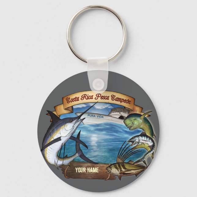 Costa Rica Fishing Champion (your name) Keychain (Front)
