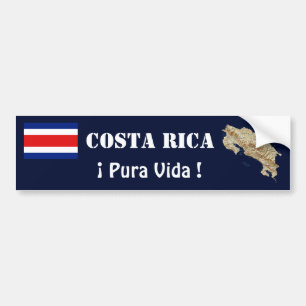 Costa Rica Flag and Map Bumper Sticker