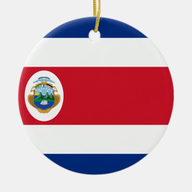 Costa Rica flag Ceramic Ornament (Front)