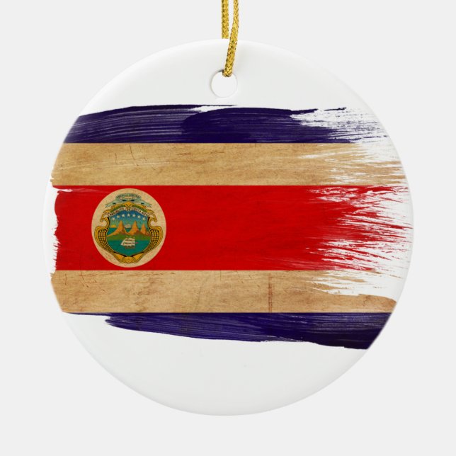 Costa Rica Flag Ceramic Ornament (Front)