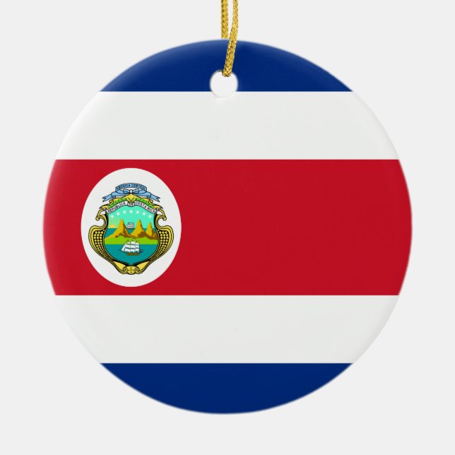 Costa Rica Flag Ceramic Ornament (Front)