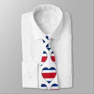 Costa Rica Flag Colours Heart Pattern Neck Tie