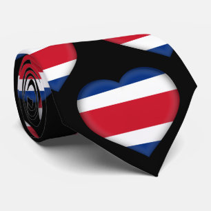 Costa Rica Flag Colours Heart Pattern Neck Tie