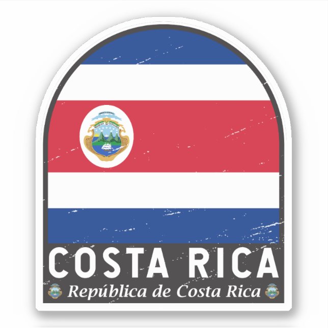 Costa Rica Flag Emblem Distressed Vintage (Front)